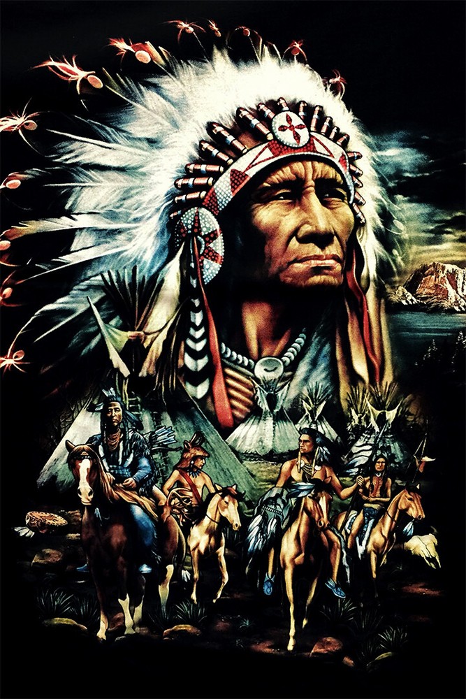 Native American Print Canvas Drawing Wall Art Home Decor – POSTER 20×30