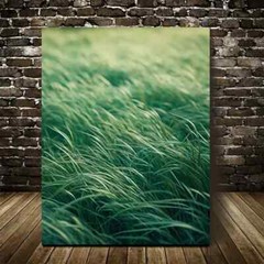 Vibrant Green Landscape Mint Grass Lawn Painting Metal Print Ready to Hang