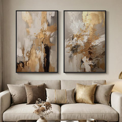 Large Framed Neutral Abstract Art – 2 Piece Canvas Prints for Home Decor