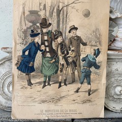 Historical REFERENCE 1886 French Fashion antique French Illustration toned draw