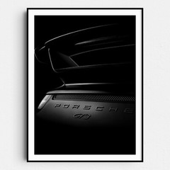 Porsche GT3 Rear View Vintage Black and White Sports Cars Wall Art Poster Print