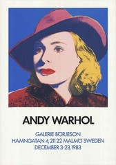 ANDY WARHOL Ingrid with Hat 39.5″ x 27.5″ Poster 1983 Pop Art Pink, Yellow, Blue