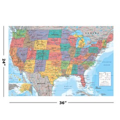 Map Of The United States Of America – Poster / Print (Usa Map) (Size: 36″ X 24″)
