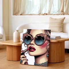 Wall Art Glamour Woman Portrait Black White Red Abstract Canvas Print Decor