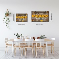 Farmhouse Sunflower Wall Art, Framed Inspirational Wall Art Living Room, Yell…