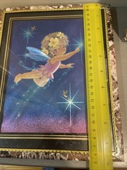 2 In Set Vintage Foil Art Fairy Pixie And Firefly Framed Picture Foil 10×8