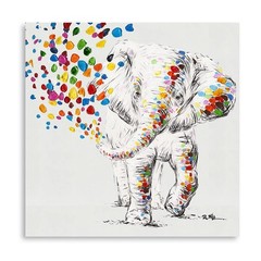 Happy Elephant Canvas Wall Art Cute Elephant Spraying Water Picture Print for…