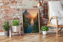Minecraft Poster Landscape Gaming Room Wall Art Video Games Print Gift