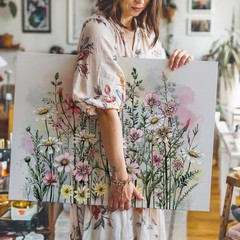 Serene, Watercolor-style Illustration Featuring A Lush Array Wall Art Home Decor