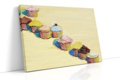 stretched canvas art print giclée – poster pillow. wayne thiebaud nine cupcakes