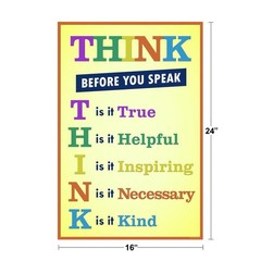 Classroom Think Before You Speak Motivational Educational Poster 16×24
