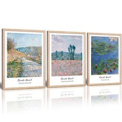 Framed Claude Monet Water Lilies Canvas Wall Art, Vintage Impression Painting…