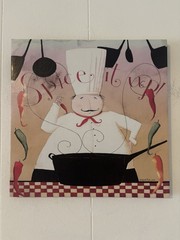 2000s Fat Chef Dan DiPaolo Italian Wall Print Canvas Art Decor Tuscan Bistro