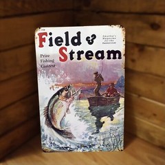 1930 Field & Stream Bass Fishing Antique Look Metal Poster Sign NEW