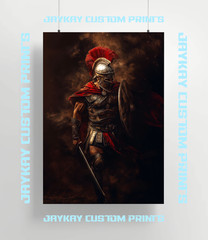 Spartan Roman Warrior Art Poster Print – No Frame