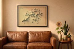 Hong Kong Map, Hong Kong 2D Relief Map, Hong Kong Vintage Map – 2D Flat Print