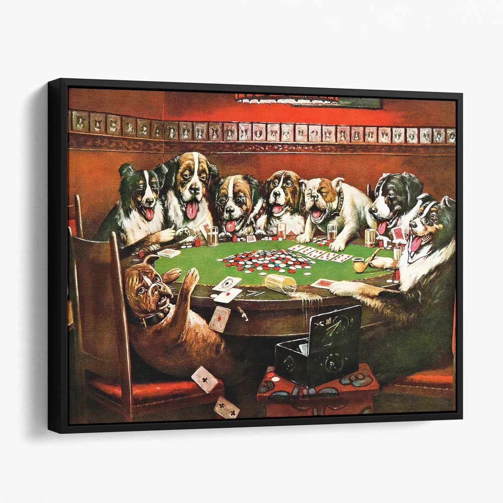 Dogs Playing Cards – Poker Sympathy CM Coolidge Canvas Print Wall Art