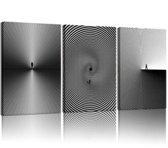 AUUAUU Abstract Line Wall Art Set of 3, 12×16 Inch Framed Black and White Canvas