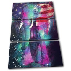 Multicoloured Elephant USA Neon Animals TREBLE CANVAS WALL ART Picture Print
