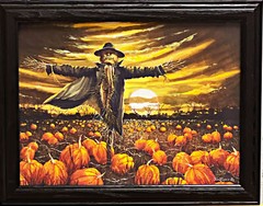 John Rossini Spooky Scarecrow Art Print Arise! Great Pumpkin-Framed 18.5 x 14.5