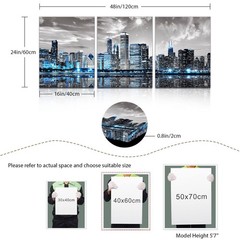 Chicago Skyline Wall Art for Living Room, Modern City Pictures Canvas Wall De…