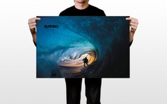 Giant Wave Girl Sea Surfing Sports Surf Riding Wall Art Home – POSTER 20×30