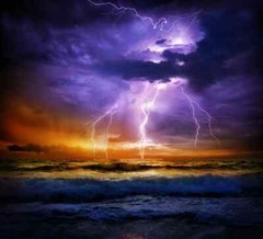 Stormy Seascape Lightning Canvas Print Coastal Wave Wall Art Painting Decor