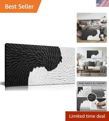 Artistic Black & White 40″ x 20″ Abstract Canvas – Perfect for Office & Home