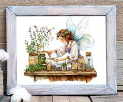 Fairy Wall Art Print, Fairy and Herbs Art Decor, Fantasy Wall Art Decor Print #8