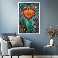 Mexican Cactus Canvas Huichol Art Flower Heart Gallery Wrap Wall Art