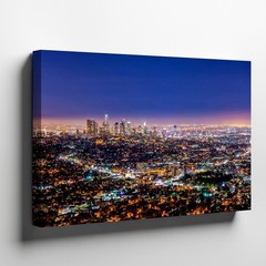 Los Angeles City Skyline Night Lights Canvas Wall Art Urban Landscape Print