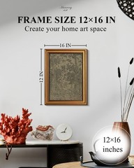 Gold Framed Canvas Wall Art, Antique Sketch Landscape Pictures Vintage Decor,