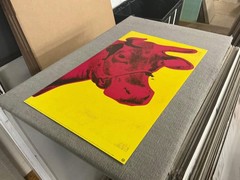 ANDY WARHOL Cow Pink on Yellow, 1966 (small) 33.5″ x 21″ Poster 1992 Pop Art