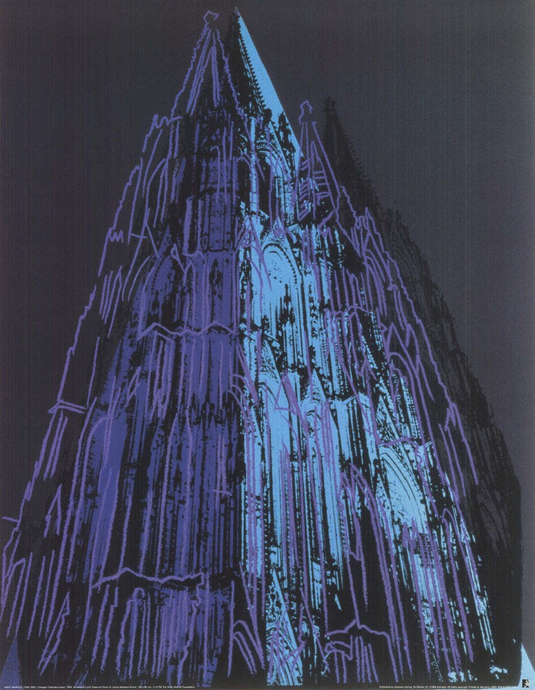 ANDY WARHOL Koln Cathedral Blue 35.5″ x 27.5″ Poster 1993 Pop Art Blue, Black, T