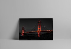 Lighted Golden Gate Bridge at Night Art Wall Decor – POSTER 20×30