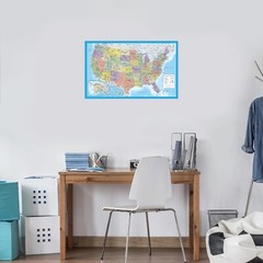 2 Pack – Laminated World Map & US Map Poster Set – Wall Chart Map of the World