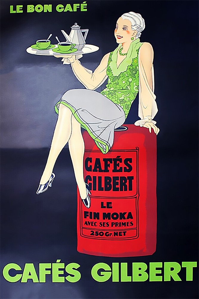 Coffee Cafes Gilbert Fashion Lady France French Vintage Art Wall – POSTER 20×30
