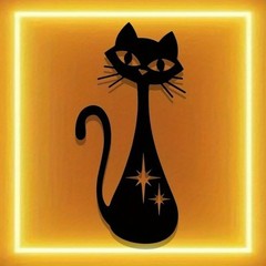 MCM Metal Wall Art Black Atomic Cat with Starburst Design