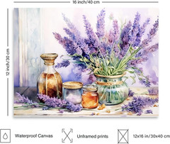Purple Lavender Wall Art Lavender Bathroom Decor Rustic Country Purple Flower Pi