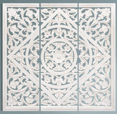 James Symfony Set of 3 Decorative Wall Panels – 36×12 Inch White Art Decor