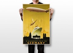 1930s A Pleasant Trip To Germany Vintage Zeppelin Travel Wall – POSTER 20″x30″