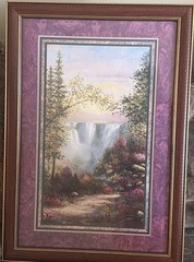 VTG Sambataro Water Fall Water Wheel Mill Set Home Interiors Floral Framed Print