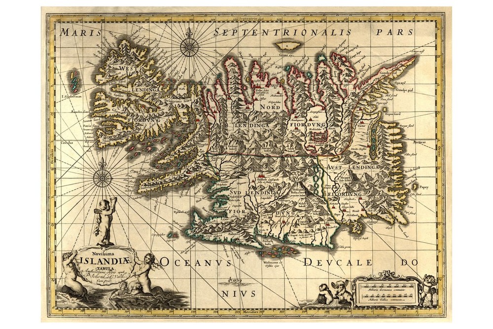 Iceland Decorative Antique Style Map Cool Wall Decor Art Print Poster 18×12