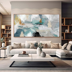 Green & White Abstract Canvas Art – 36″x70″ Contemporary Wall Decor