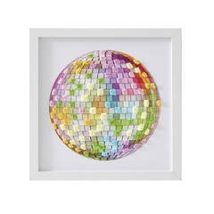 Vibrant Disco Patterned Plastic Framed Wall Decor Square Art 10×10 Inches