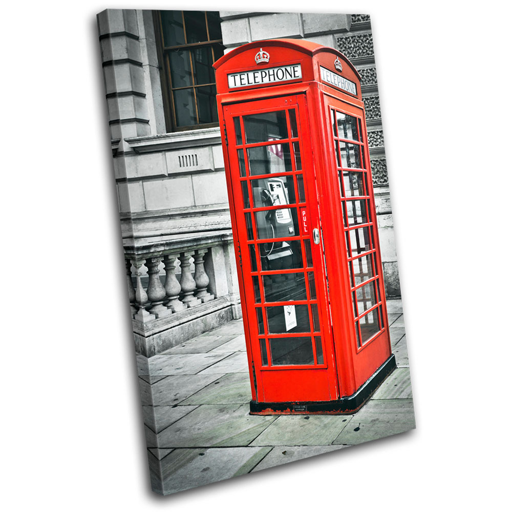 London Telephone Box Landmarks SINGLE CANVAS WALL ART Picture Print VA