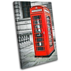 London Telephone Box Landmarks SINGLE CANVAS WALL ART Picture Print VA