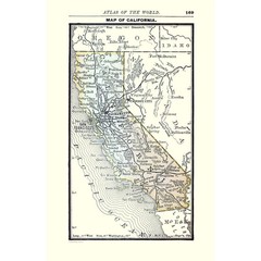 Historic State Map – California – Alden 1886 – Vintage Wall Art