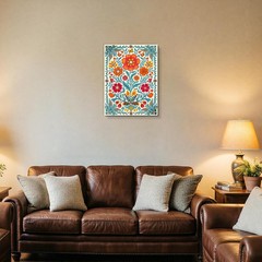AKTESRACH Mexican Floral Wall Art 12×16 Inch Framed Canvas, Boho Folk Art Dec…