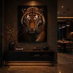 Majestic Tiger Portrait Canvas Wall Art – Bold Wildlife Animal Home Decor Print